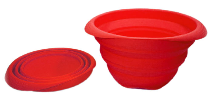 ユーロキッチン eurokitchen シリコーン折りたたみボウル 赤 １．６Ｌ silicone foldable bowl red