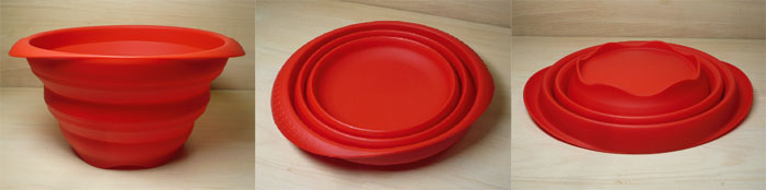 ユーロキッチン eurokitchen シリコーン折りたたみボウル 赤 １．６Ｌ silicone foldable bowl red